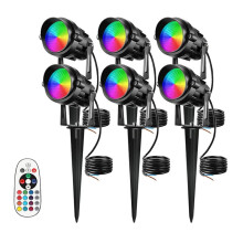 6 Stuks RGBW LED-Tuinverlichting 10W Kleurveranderende Tuinverlichting met Afstandsbediening IP65 Waterdichte Buitenspots Spike