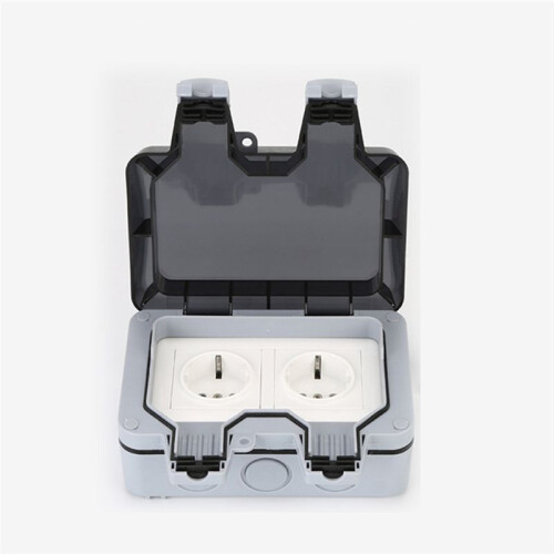 IP66 Outdoor Extension Lead 16A Rainproof Charging Socket Outdoor Double Socket Waterproof Box EU Plug 1