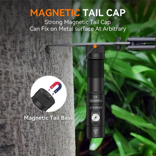 S5 1400 Lumens  Flashlight Rechargeable- Super Bright LED Pocket Light with Magnet & Clip, Red/Orange Diffuser 1