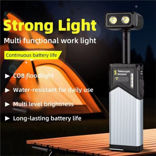 High Brightness LED Flashlight 1400 Mah Portable Magnet Camping Torch 180 Rotatable Handheld Telescopic Work Light 1