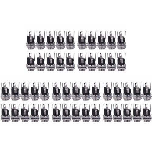 50Pcs  Power Supply Jack Socket Female Panel Mount Connector 5.5X2.1mm New