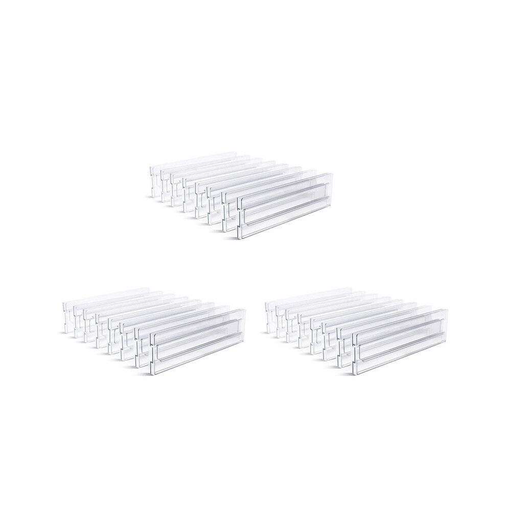 Drawer Dividers 24 Pack, Adjustable 3.2 Inch High Expandable From 11-20.6 Inch Kitchen Drawer Organizer, Clear Plastic 4712502062580