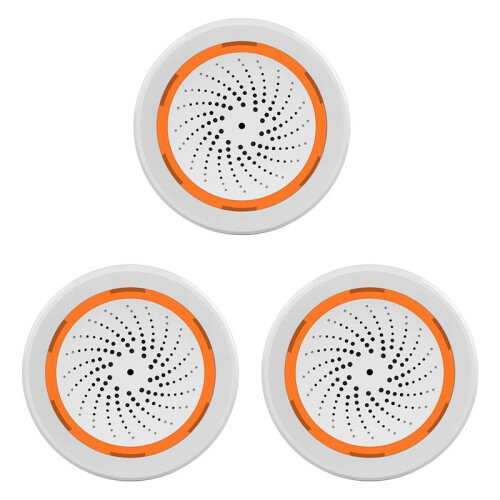 3X Sensor de Som e Luz ZigBee NEO 90DB Sensor de Alarme de Sirene Integrado Tuya  Life