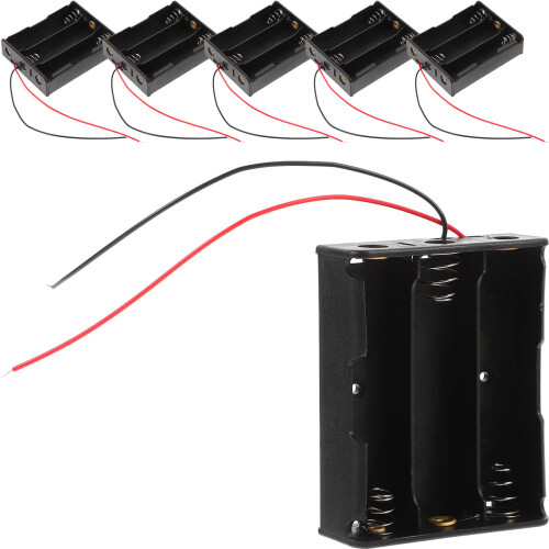 18Pcs Durable 3 X 3.7V Aa Battery Holder Black Case with 55Inch Cable