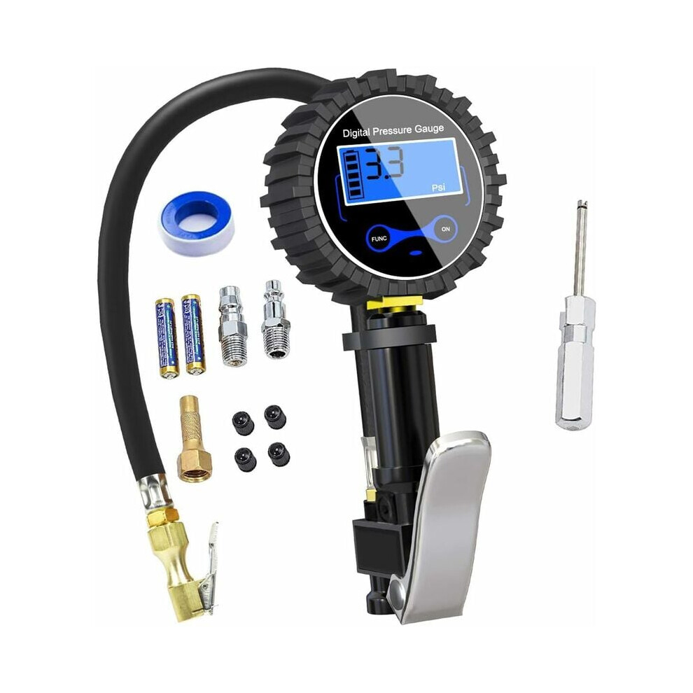 Digital Tire Inflator Gauge With Lcd Display, Versatile Compatibility Featuring 360 Swivel And Dual Chuck System, Versatile Compatibility For Car 9009791564075
