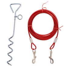 Double Head Dog Leash, Safe & Secure Dog Yard Leash For Outdoor Adventures, Heavy Duty Tie Out Stake With 3M Red Cable, Ergonomic Handle For