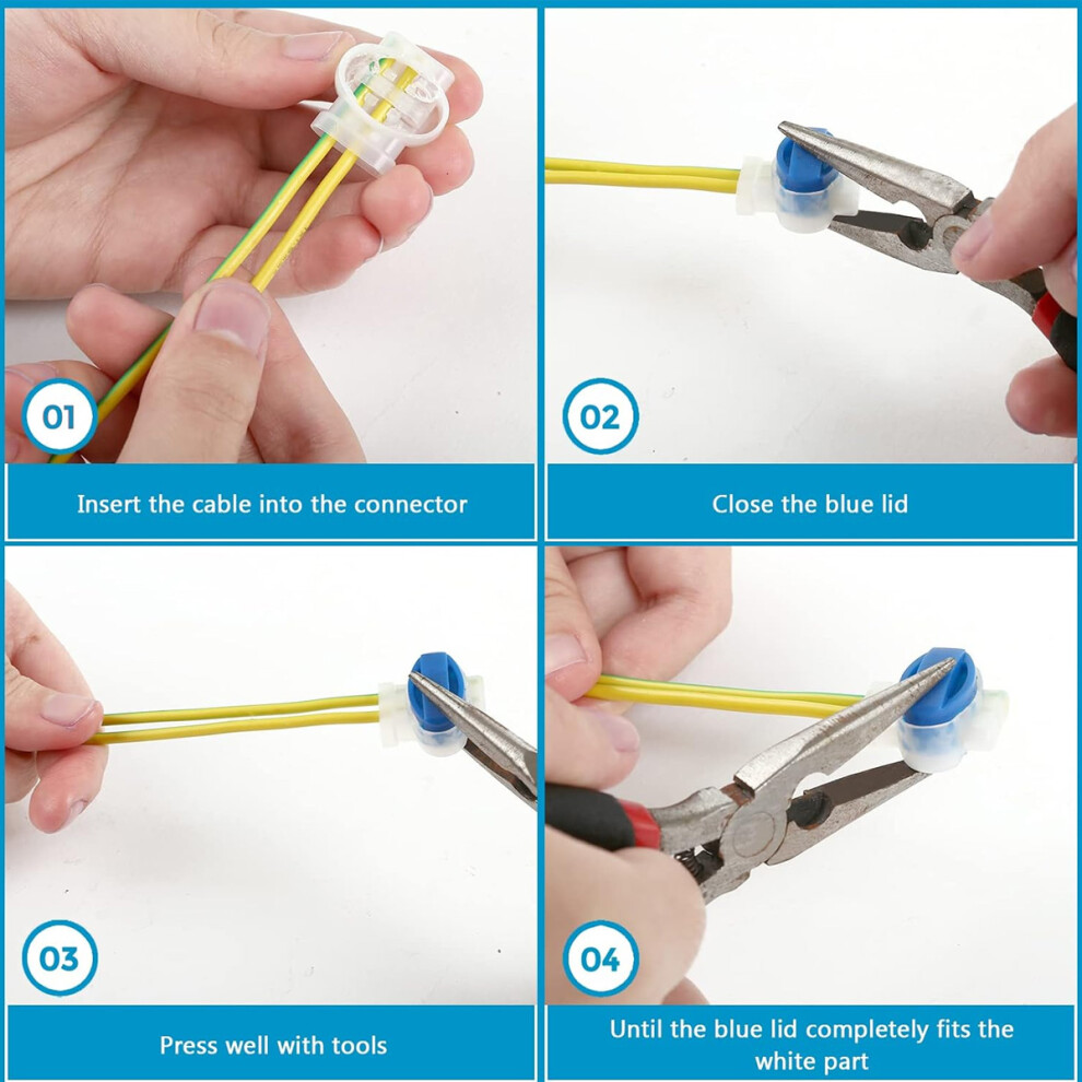 Innovative Electrical Connector, Flame Retardant Self-Stripping Idc 314-Box For Wires From 0.5Mmâ² To 1.5Mmâ², 20Pcs Industrial Grade Moisture 9169997133021