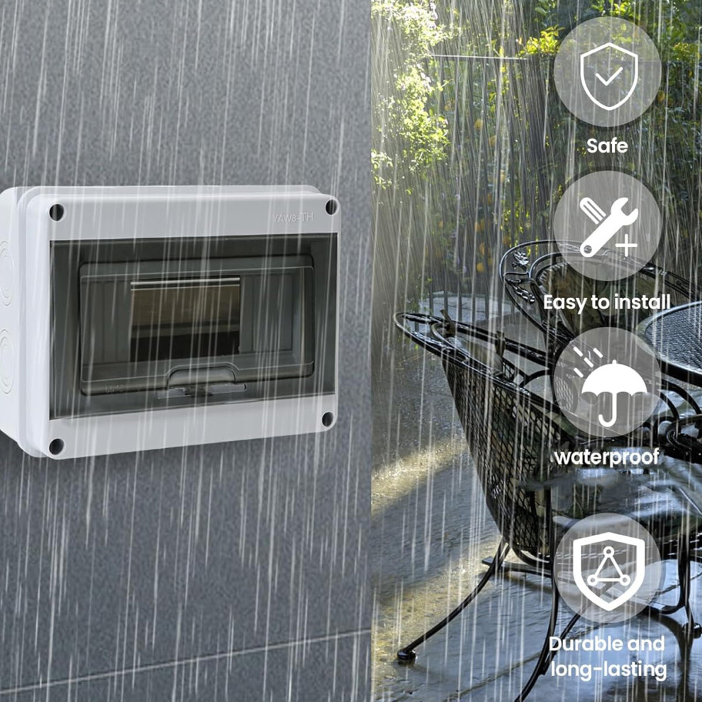 Electricity Guardian, Robust Abs Plastic Waterproof Circuit Breaker Enclosure, Indoor Wall Din Rail Distribution Box, Ideal For Communication And 9169997133106