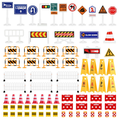 4Pcs Road Signs Playset for Kids Traffic Rules Learning 1