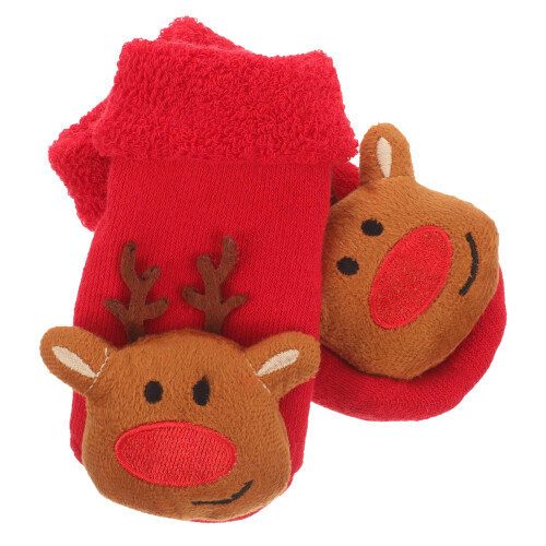 5Paia Calze Rosse Natale Cotone Antiscivolo Sicurezza 1