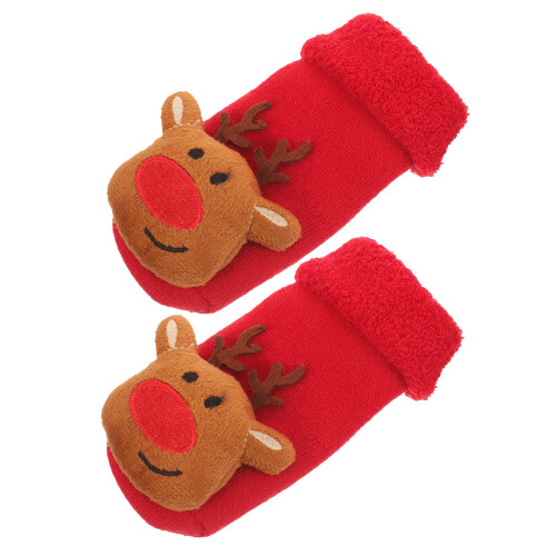 5Paia Calze Rosse Natale Cotone Antiscivolo Sicurezza 2
