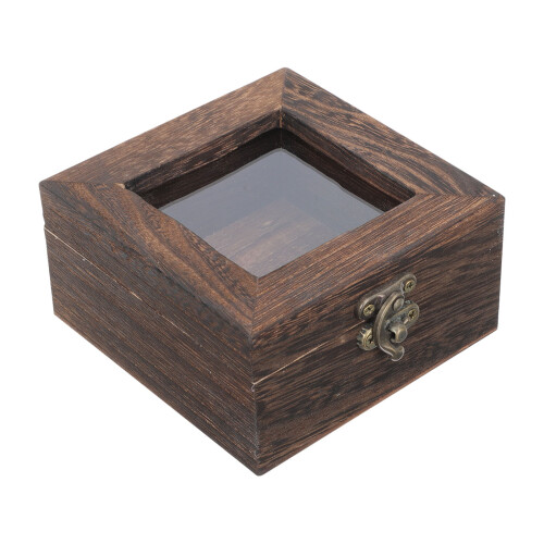 5Pz Box Espositivo Multiuso in Legno Con Coperchio Trasparente 2