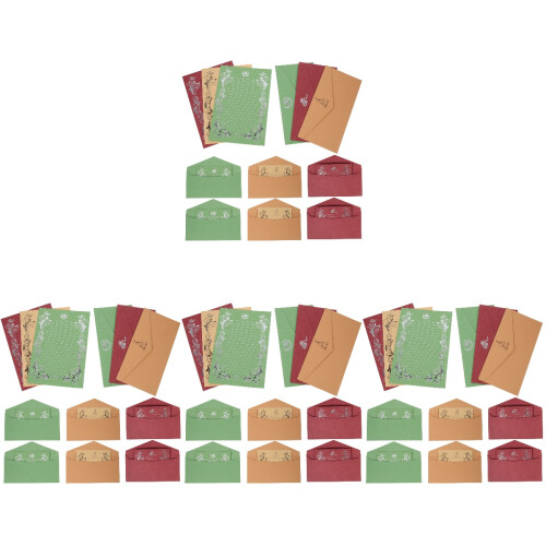 48Set Set Buste E Carta Scrittura Vintage Retro Marrone Resistente 1