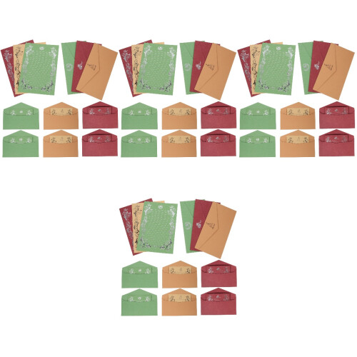 48Set Set Buste E Carta Scrittura Vintage Retro Marrone Resistente 2