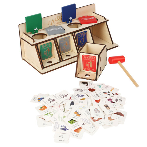 2Set Gioco Riciclaggio Bambini Materiale Legno Educativo