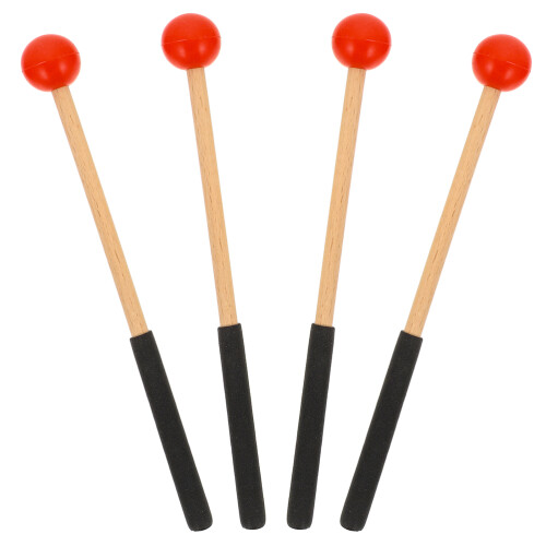 6Paia Bacchette Per Batteria in Legno E Gomma Rosse Per Percussioni 1