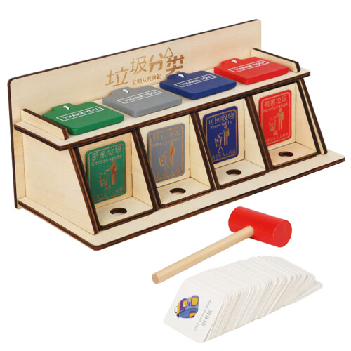 2Set Gioco Riciclaggio Bambini Materiale Legno Educativo 2