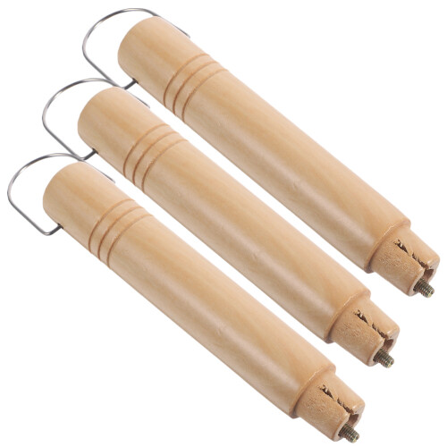6Pz Set Manici Pan Beige in Legno Per Multiuso Sicuri