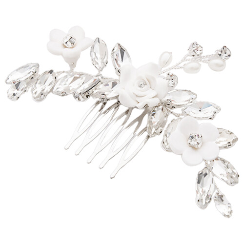 3Pz Pettine Cerimonia Cristallo Bianco Per Sposa