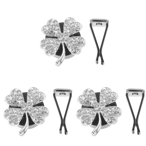 3Pz Decorazioni Bocchette Auto Cristallo E Metallo Argento 2