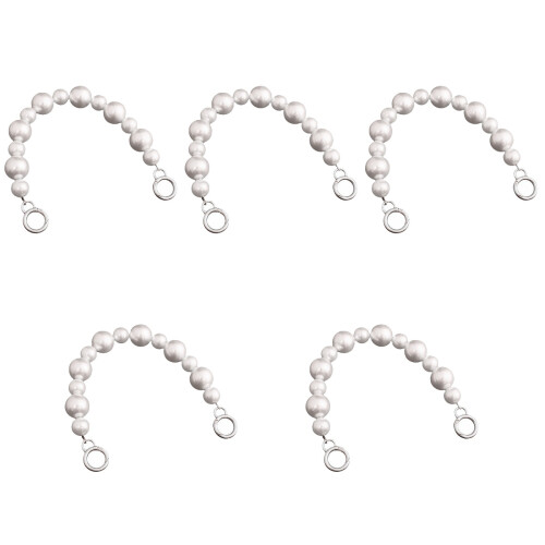 5Pz Catena Borsa Manico Argento Con Perline Per Borsa Piccola Donna 2