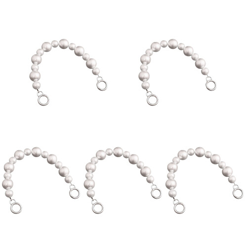 5Pz Catena Borsa Manico Argento Con Perline Per Borsa Piccola Donna 1