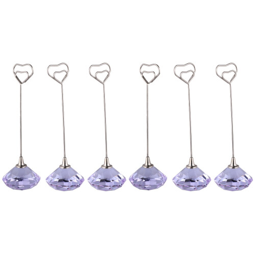 6Pz Supporti Tavolo Viola A Cuore Per Memo E Foto 1