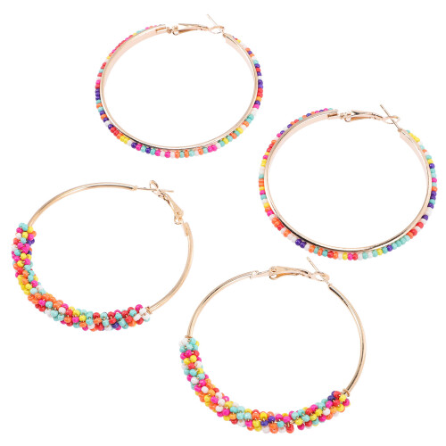 4Paia Boho Artigianali Cerchio Con Perline Colorate