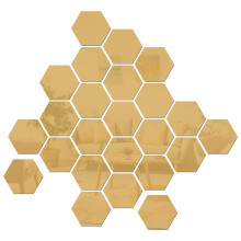 144Szt Samoprzylepne Naklejki Lustrzane Hexagon Złote
