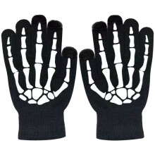 3Pares Luvas Esqueleto Halloween Acetato Pretas Para Festa E