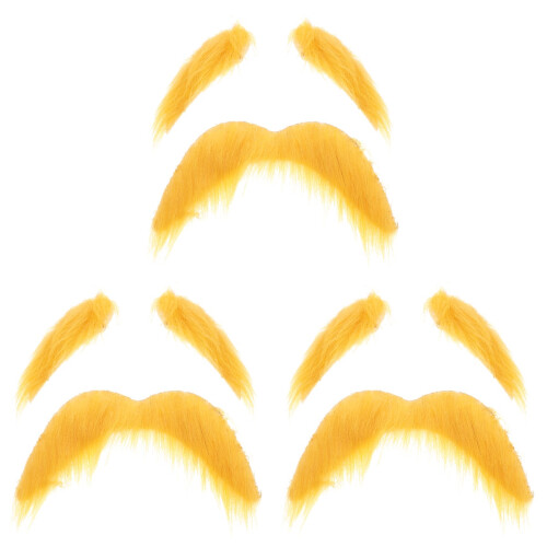 3Conjuntos Acessórios De Barba E Sobrancelha Para Festa Amarelos 1