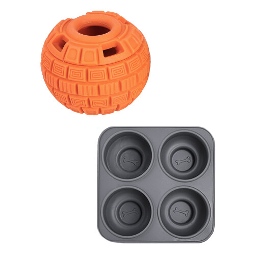 Boules d'alimentation en Silicone pour chiens,-couleur orange