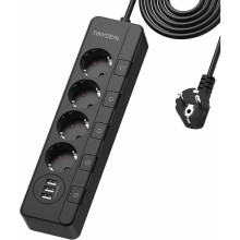 Universal Power Strip, Portable High Power Surge Protector with Widely Spaced Outlets, 3M Extension Cord, Smart USB Charging Ports, Wall Mountable