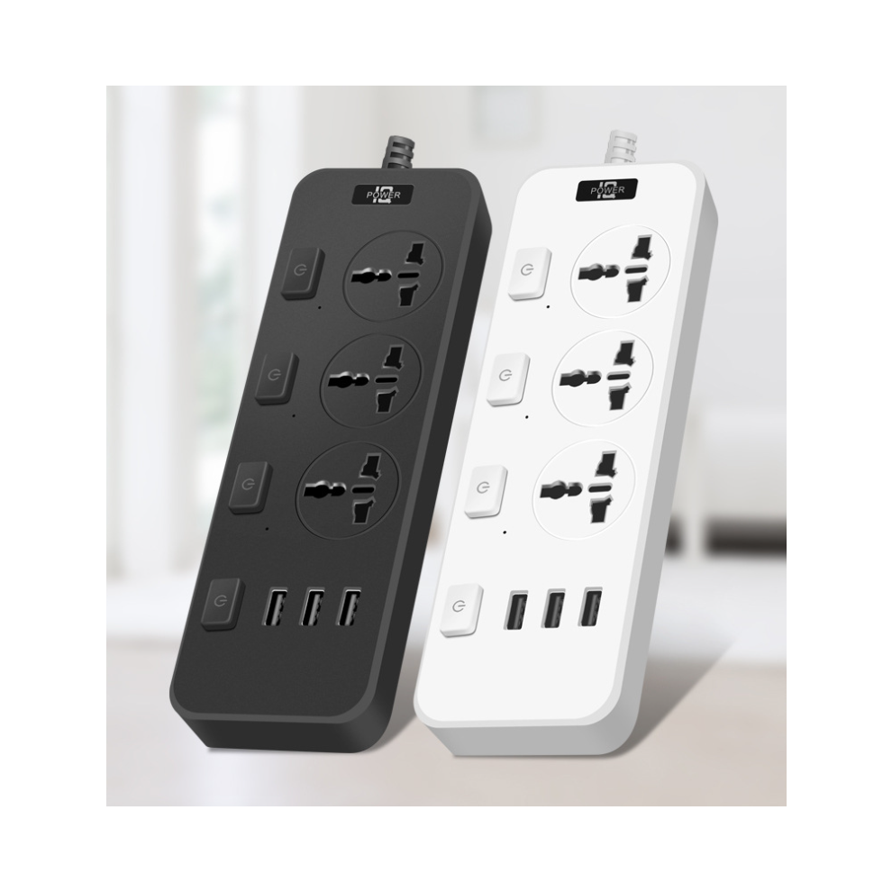 Portable Universal Power Strip, Smart Usb Charging Ports, 3M Extension Cord, Widely Spaced Outlets, 4000W/16A High Power, Multiple Safety Protection 9433291681343