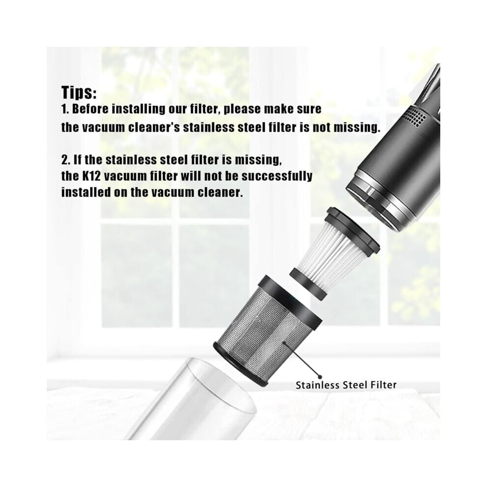 Exquisite Vacuum Cleaner Filter Replacement, Compatible Moosoo K12 K12 Pro K13 Genius Invictus One 1.0 X7 2.0, Washable and Reusable HEPA Filters for