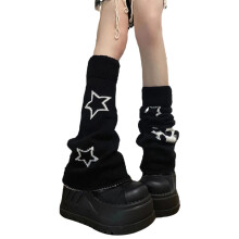 Punk Girls Leg Warmers, Elastic and Stretchy Knitted Leg Warmers with Gothic Skull Print Japanese Inspired Leg Cover, Two Side Wear Design for Kawaii
