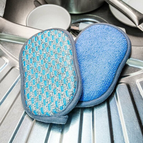 Esponja lateral de microfibra que não risca, ferramenta de limpeza multiuso reutilizável com alto poder de limpeza, sem produtos químicos e 2