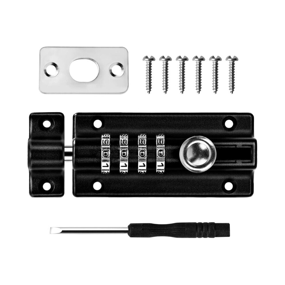 Keyless Security, Hard Durable With Solid Metal Construction And Rust Resistant Coating, Recodeable Combination Locking Bolt 4 Digit Pin Dial Gate 9173940266087