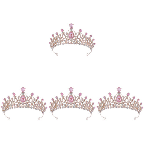 4Stk Glänzendes Diadem Haaraccessoire Rosa 2