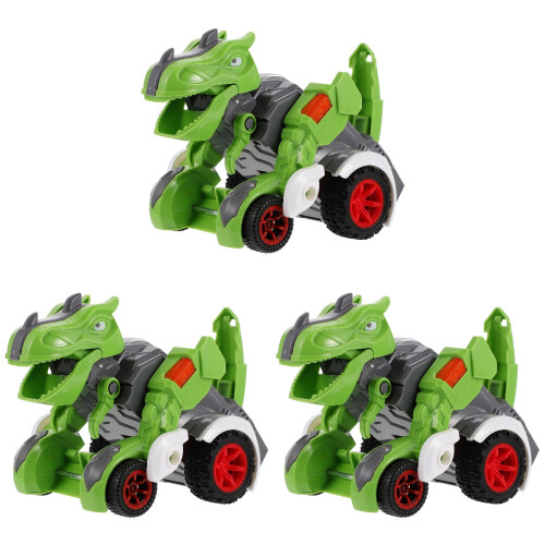 3Stk Transformierbares Dinosaurier Auto Pull Back Auto Für Kinder 1