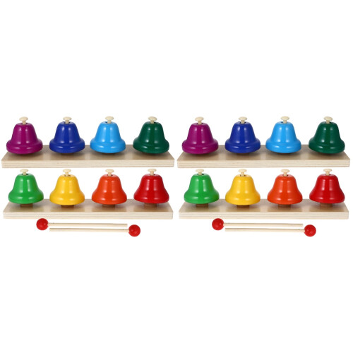 4Sets Percussion Instrumente Holz Kupfer Kinder Party Glocken Bunt 2