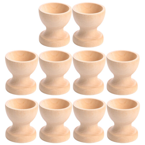 30Stk Kinder DIY Holz Eierbecher Eierhalter Ostern Bastelset Beige