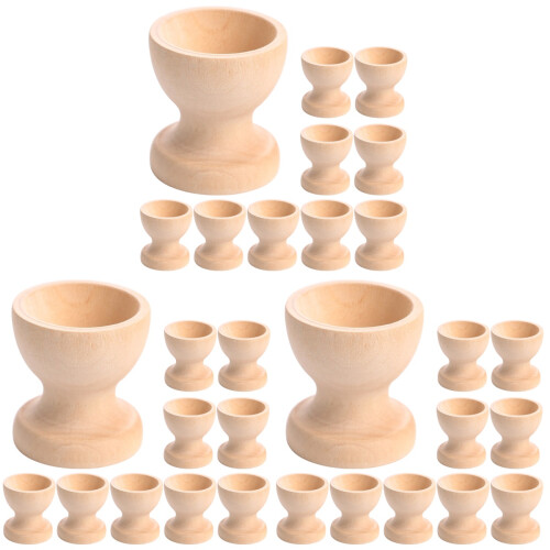 30Stk Kinder DIY Holz Eierbecher Eierhalter Ostern Bastelset Beige 2