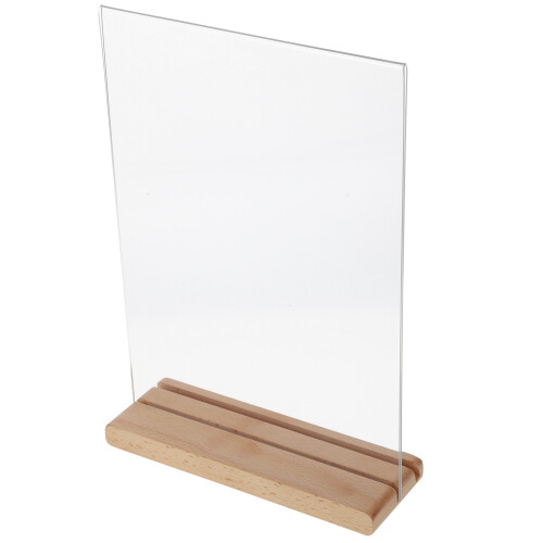 2Sets Acryl-Tabletop-Schildhalter Transparent Mit Stabilem Holzfuß 1