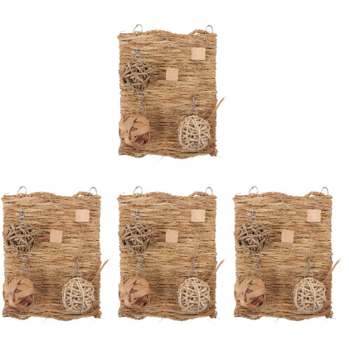 4Sets Atmungsaktive Strohmatte Für , Hamster Ruheplatz 2