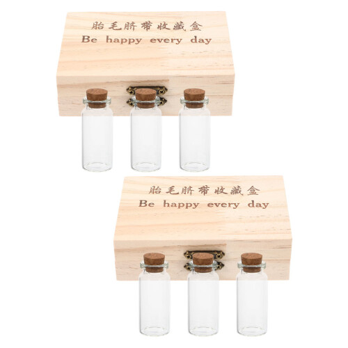 4Sets Baby Haar Navelstreng Bewaardoos Khaki Herinnering 1