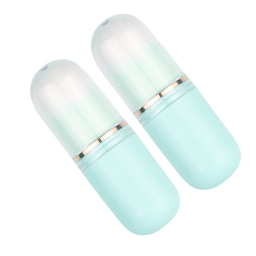 2St Blauwe Mini Gezichtspoederkwast Retractable Make-Up ABS 2