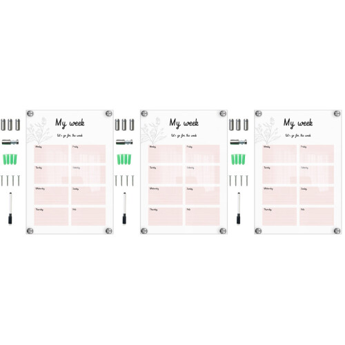 3Set Lavagne Trasparenti Acriliche Multiuso Per Memo E Note Decorativi 2