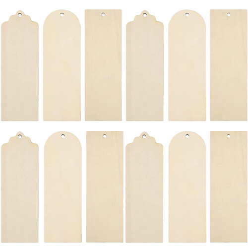 4Set Segnalibri Legno Non Finiti Khaki Per DIY Con E Nappe 1
