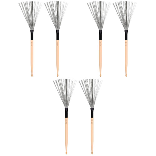 3Pares Escova Para Bateria Percussão Aço E Multicolorida 2